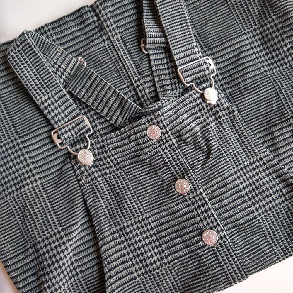 Forever 21 Houndstooth Overall Dress | Jumper Dress | Pinafore | Sage / Black